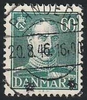 FRIMÆRKER DANMARK | 1944 - AFA 284 - Chr. X 60 øre blågrøn - Lux Stemplet Randers